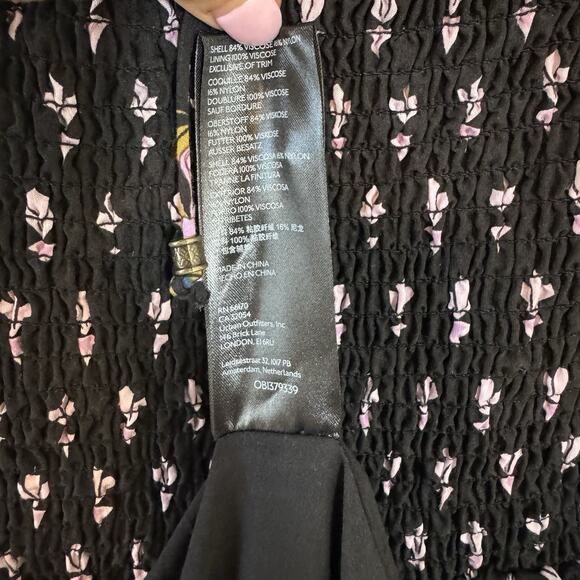 NEW Anthropologie Smocked Black Floral Midi Dress Short Sleeve Size Small $180 - Picture 14 of 14